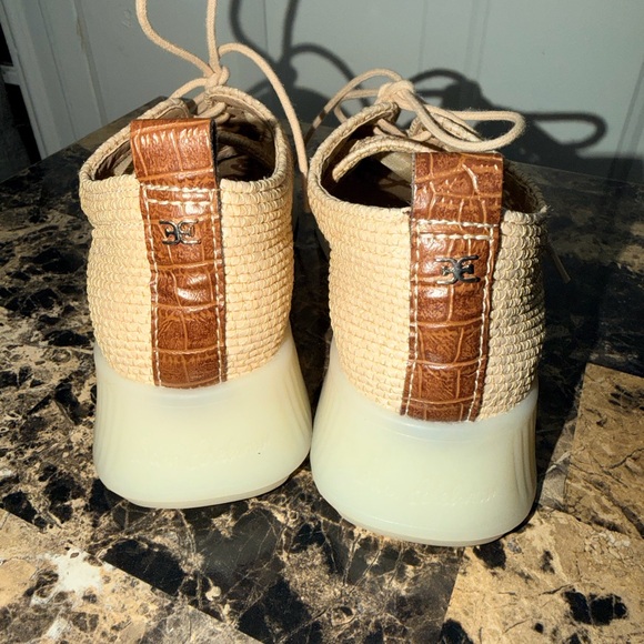 Sam Edelman Beige Woven Lace-Up Sneakers 6.5 Womens - Picture 3 of 5